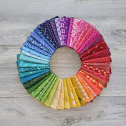 Premium cotton prints in a rainbow color wheel.